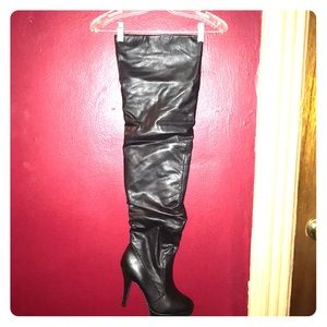 Black thigh high boots